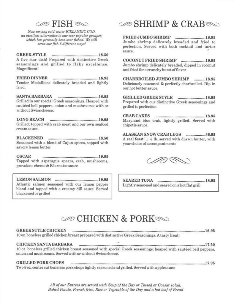 Dinner Menu – Jesse’s Steak and Seafood